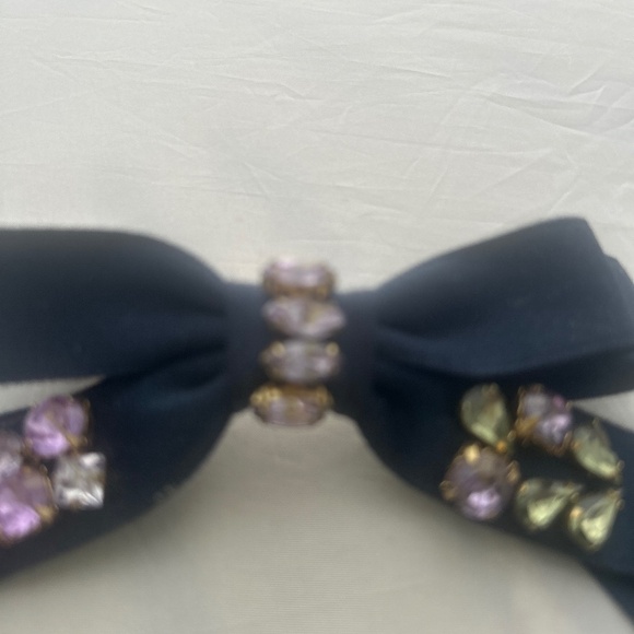 J. Crew Dark Navy Blue Embellished Bow Barrette (Never-Worn) - Picture 4 of 16